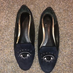 Adorable navy suede loafers